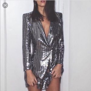 Zara Metallic Blazer Dress